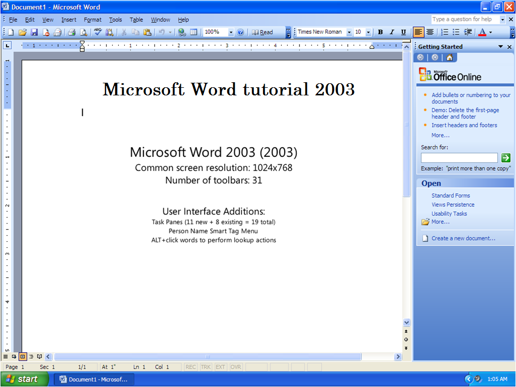 Microsoft Word tutorial 2003
