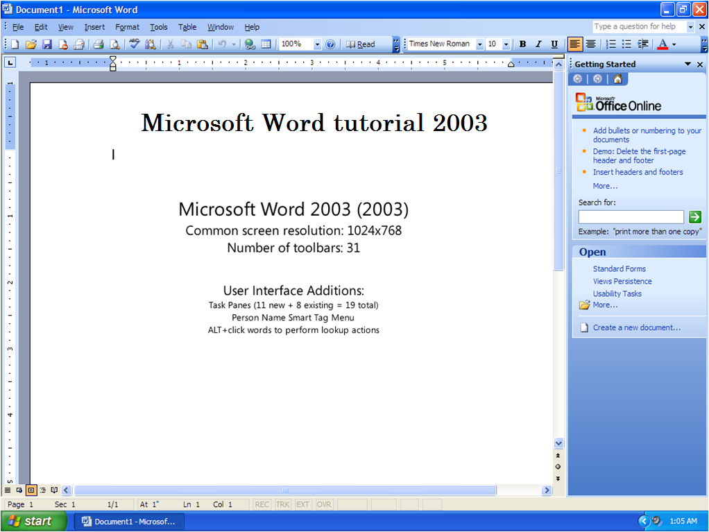 Microsoft Word 2003 Tutorial Introduction To Ms Word 2003 0557