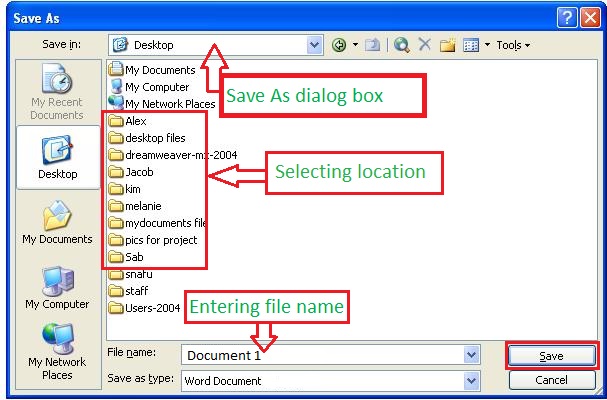 Save as Dialog box