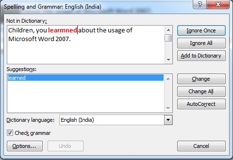 Editing Text in Microsoft Word 2007 Spellings and Grammar234