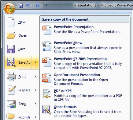Microsoft Powerpoint Saving a Presentation