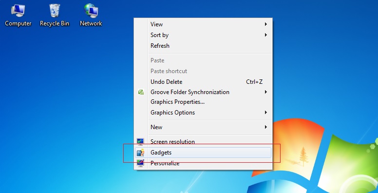 Windows Settings – To add a Gadget