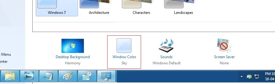 Windows Settings – Windows Appearance.