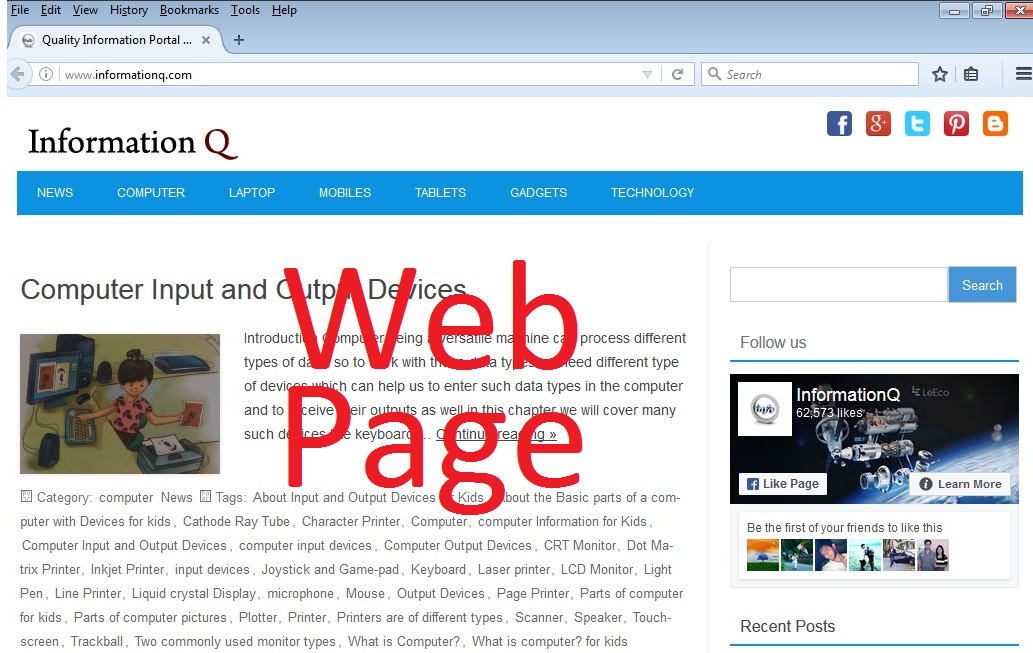 Definition Of WebPage InforamtionQ