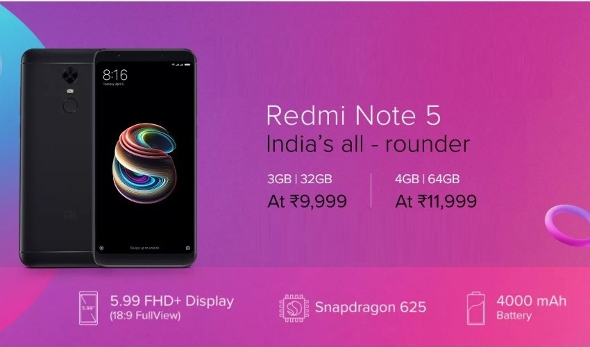 Redmi Note 5 (Black, 32 GB) (3& 4GB RAM)