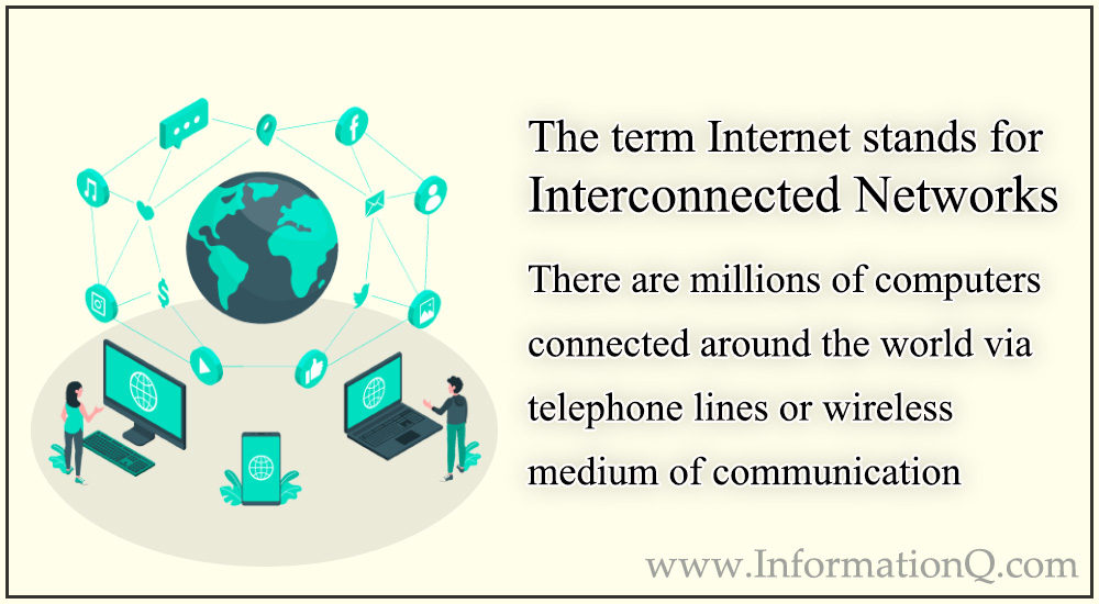 Internet is a network of computers used worldwide by millions of users for communication purposes. 