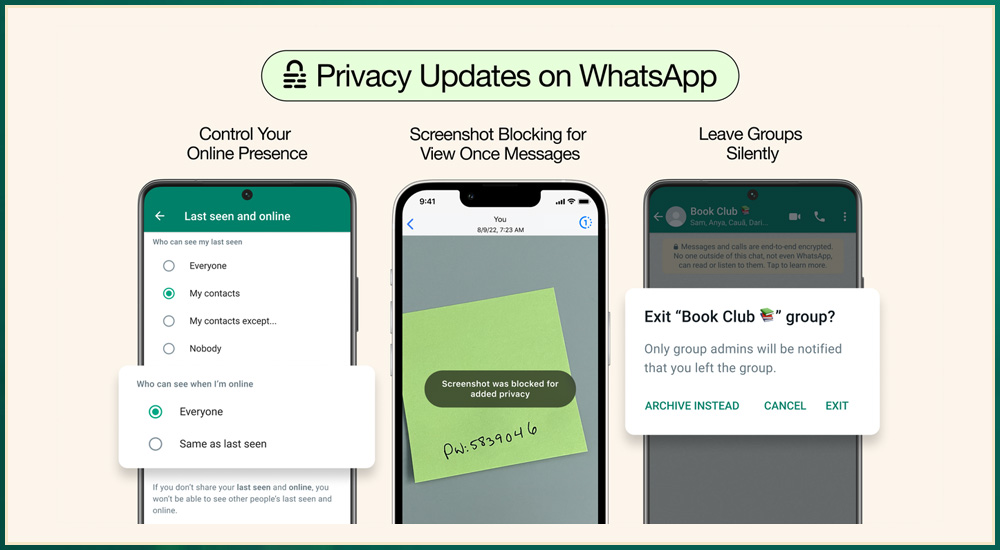 WhatsApp announced on Tuesday 9th August 2022 the upcoming release of three new privacy features that will provide users with greater discretion over their messages.